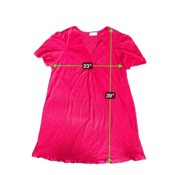 Vintage Vassarette Nightgown XXL 2XL Pink Silky Nylon V Neck Floral Chemise USA - Picture 9 of 9